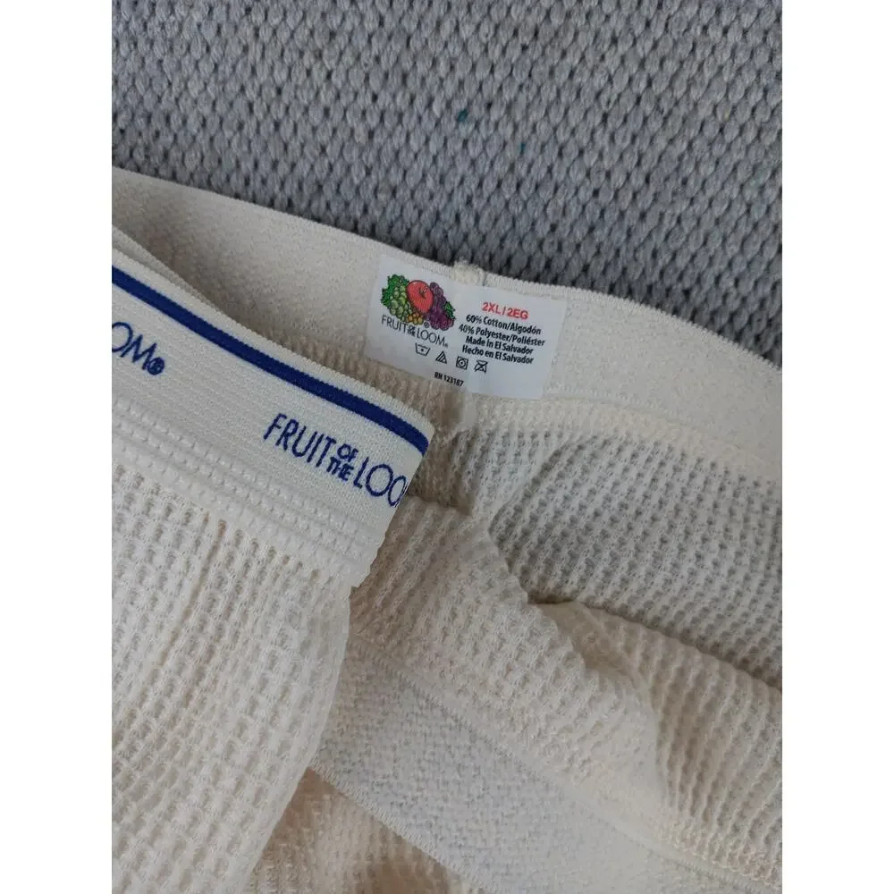 Vintage Fruit of the Loom Thermal‎ Long Johns Set Mens 2XL White Waffle Knit